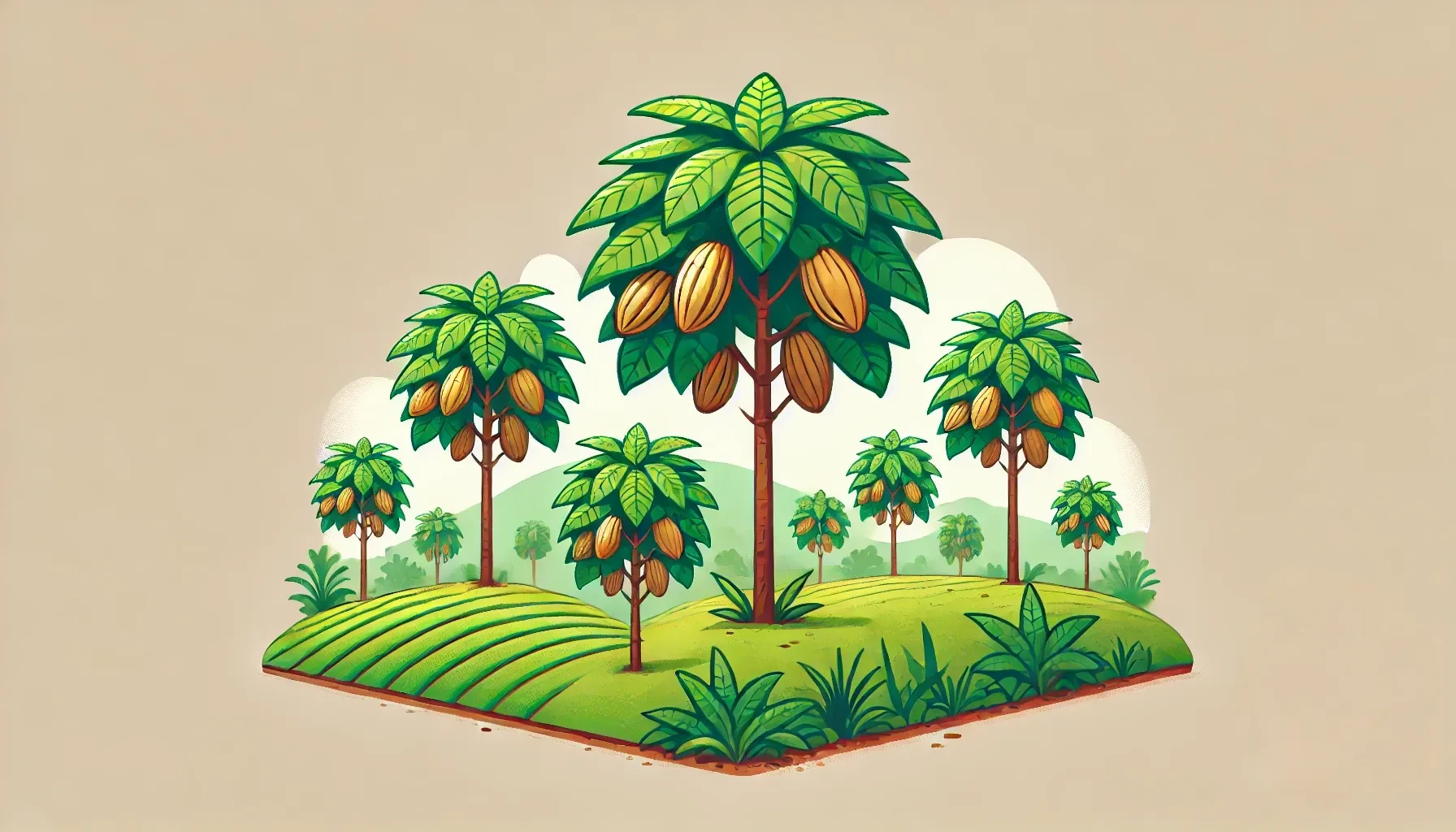 gambar kebun coklat sederhana